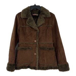 Mudd Y2K Vintage Penny-lane Brown Faux Shearling Coat SZ S